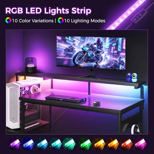 RGB LED Under the Monitor Shelf — AODK 48 inch gaming desk