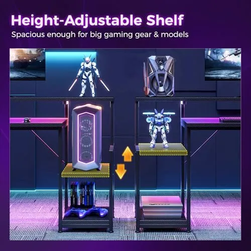 Height-Adjustable Tower Shelf — AODK 48 inch gaming desk