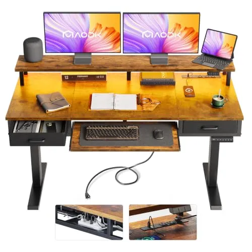 AODK Electric Standing Desk with Drawers & Keyboard Tray