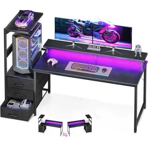 AODK Gaming Desk with PC Showcase Stand