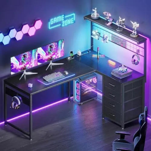 AODK 51" L-Shaped Gaming Desk with Display Hutch